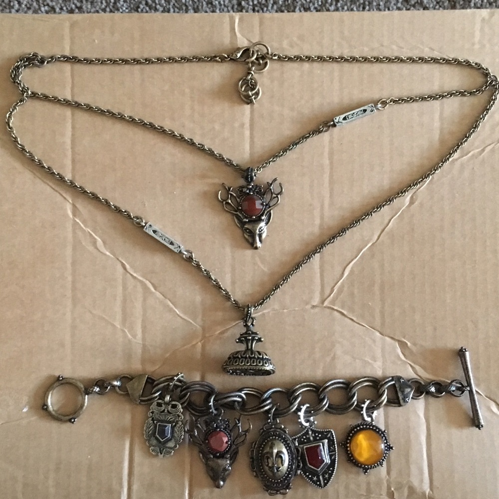 Lucky Brand Antique Deer Necklace & Bracelet Set